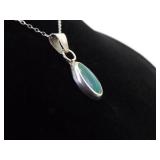 .925 Sterling Silver Malachite Pendant Necklace