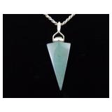 .925 Sterling Silver Jade Arrowhead Pendant Necklace