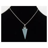 .925 Sterling Silver Jade Arrowhead Pendant Necklace