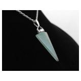 .925 Sterling Silver Jade Arrowhead Pendant Necklace