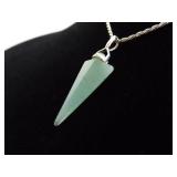 .925 Sterling Silver Jade Arrowhead Pendant Necklace