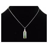 .925 Sterling Silver Jade Cabochon Pendant Necklace