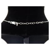 .925 Sterling Silver Pink Sapphire Crystal Pendant Choker Necklace