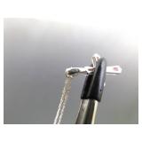 .925 Sterling Silver Pink Sapphire Crystal Pendant Choker Necklace