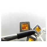 .925 Sterling Silver Amber Pendant Necklace