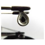 .925 Sterling Silver Onyx and Pearl Cabochon Pendant Necklace