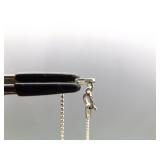 .925 Sterling Silver Onyx and Pearl Cabochon Pendant Necklace