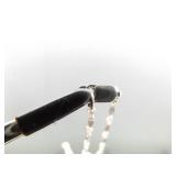 .925 Sterling Silver Genuine Pearl and Onyx Necklace