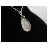 .925 Sterling Silver Rutilated Quartz Pendant Necklace