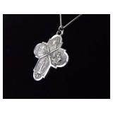 .925 Sterling Silver 4 Way Devotional Christian/Catholic Medal Pendant Necklace