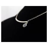 .925 Sterling Silver Zirconia Dangle Bar Necklace