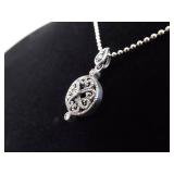 .925 Sterling Silver Art Nouveau Scrolled Wheel Pendant Necklace