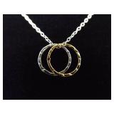 .925 Sterling Silver Gold Accented Promise Ring Pendant Necklace