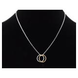 .925 Sterling Silver Gold Accented Promise Ring Pendant Necklace