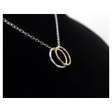 .925 Sterling Silver Gold Accented Promise Ring Pendant Necklace
