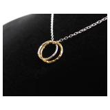 .925 Sterling Silver Gold Accented Promise Ring Pendant Necklace