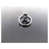 .925 Sterling Silver Art Nouveau Oval Faceted Topaz Crystal Ring Size 7