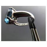 .925 Sterling Silver Oval Faceted Topaz Crystal Ring Size 6.5