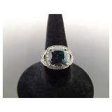 .925 Sterling Silver Mystic Quartz Crystal Ring Size 5.25