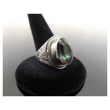 .925 Sterling Silver Mystic Quartz Crystal Ring Size 9