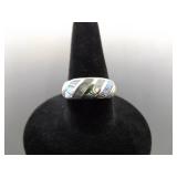 .925 Sterling Silver Inlayed Abalone Ring Size 5.5