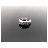 .925 Sterling Silver Inlayed Abalone Ring Size 5.5