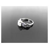 NEW .925 Sterling Silver Amethyst and Opal Crystal Ring Size 8