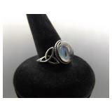 NEW .925 Sterling Silver Moonstone Cabochon Crystal Celtic Ring Size 7