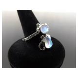 NEW .925 Sterling Silver Moonstone Cabochon Crystal Celtic Ring Size 9