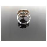 .925 Sterling Silver Multi Inlayed Stone Zuni Heart Ring Size 7.75