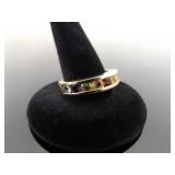 .925 Sterling Silver Multi Stone Vermeil Band Ring Size 8