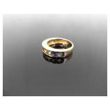 .925 Sterling Silver Multi Stone Vermeil Band Ring Size 8