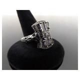 NEW .925 Sterling Silver Amethyst Crystal Bow Ring Size 10.25