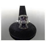 NEW .925 Sterling Silver Amethyst Crystal Bow Ring Size 10.25