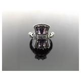 NEW .925 Sterling Silver Amethyst Crystal Bow Ring Size 10.25