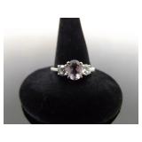 NEW .925 Sterling Silver Amethyst Crystal Ring Size 8