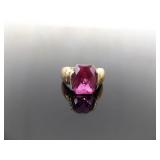 .925 Sterling Silver Pink Sapphire Crystal Vermeil Ring Size 8