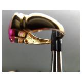 .925 Sterling Silver Pink Sapphire Crystal Vermeil Ring Size 8