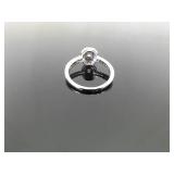 .925 Sterling Silver Pink Sapphire Crystal Ring Size 7.75