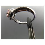 .925 Sterling Silver Pink Sapphire Crystal Ring Size 7.75