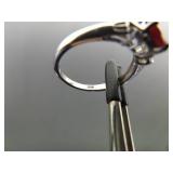 .925 Sterling Silver Ruby Crystal Marquis Ring Size 8