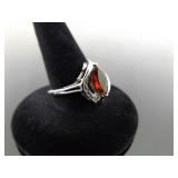 .925 Sterling Silver Garnet Marquis Ring Size 7