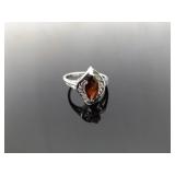 .925 Sterling Silver Garnet Marquis Ring Size 7