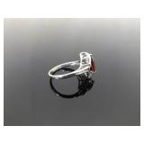 .925 Sterling Silver Garnet Marquis Ring Size 7