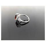 .925 Sterling Silver Garnet Marquis Ring Size 7