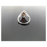 .925 Sterling Silver Garnet Marquis Ring Size 7