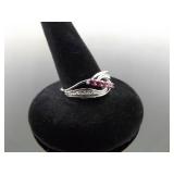 NEW .925 Sterling Silver Ruby Crystal Ring Size 7.75