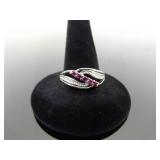 NEW .925 Sterling Silver Ruby Crystal Ring Size 7.75