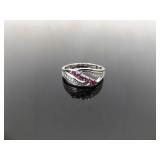 NEW .925 Sterling Silver Ruby Crystal Ring Size 7.75