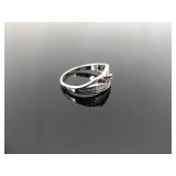 NEW .925 Sterling Silver Ruby Crystal Ring Size 7.75